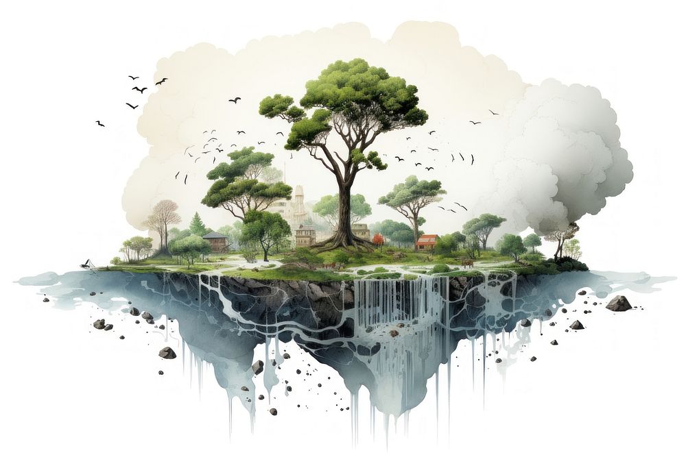 Climate change drawing landscape outdoors. AI generated Image by rawpixel.