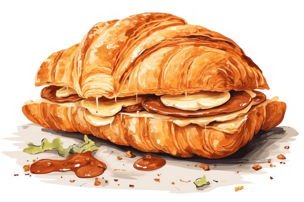 Croissant sandwich food viennoiserie breakfast. AI generated Image by rawpixel.