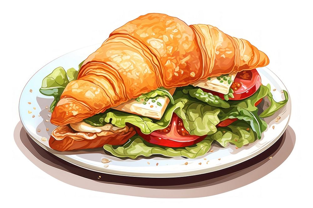 Croissant sandwich plate food viennoiserie. AI generated Image by rawpixel.