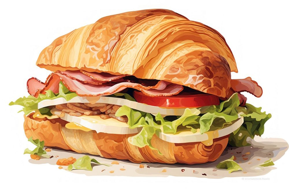 Croissant sandwich food white background muffuletta. AI generated Image by rawpixel.