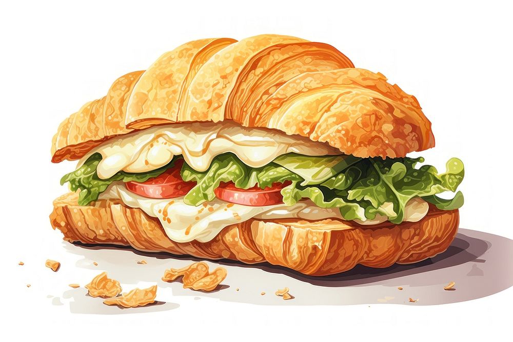 Croissant sandwich food vegetable hamburger. AI generated Image by rawpixel.