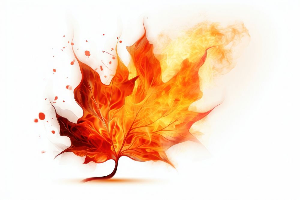 Burning leaf fire white background splattered. AI generated Image by rawpixel.