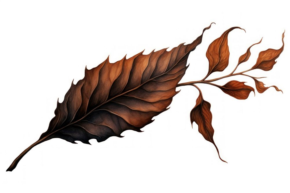 Burnt leaf plant white background fragility. AI generated Image by rawpixel.