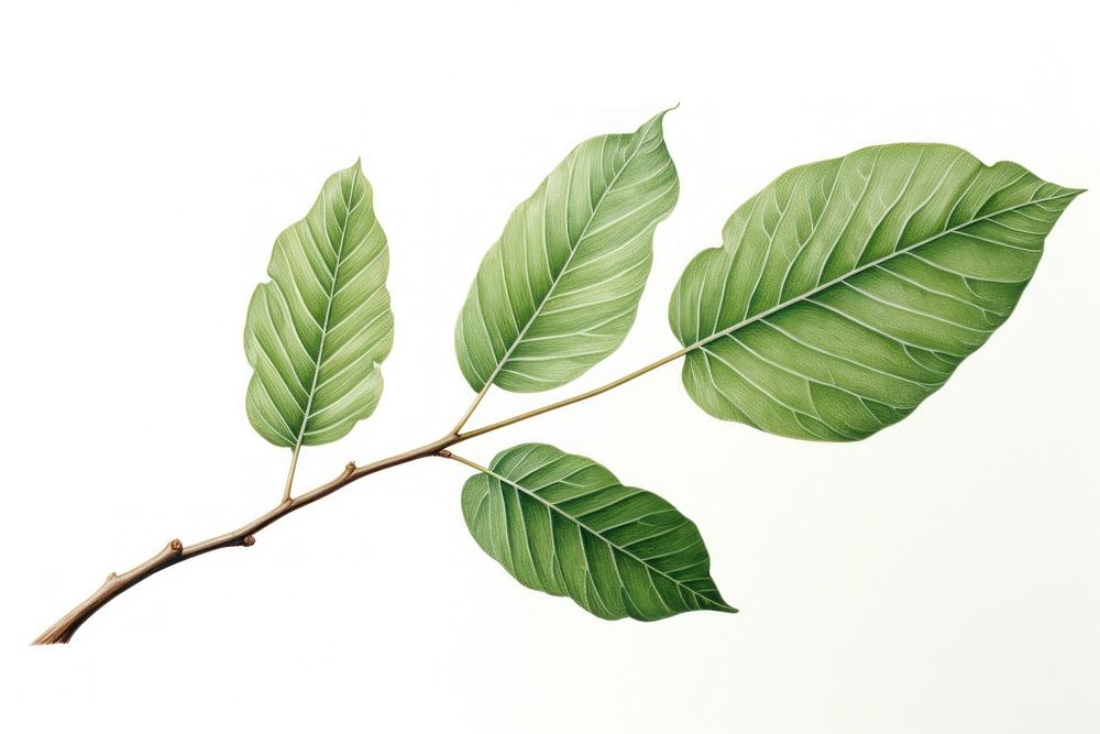 Hickory leaf plant tree white background. AI generated Image by rawpixel.