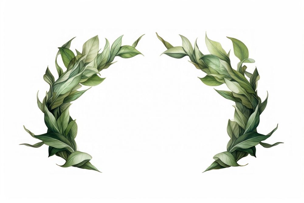 Leaf frame wreath plant white background. AI generated Image by rawpixel.