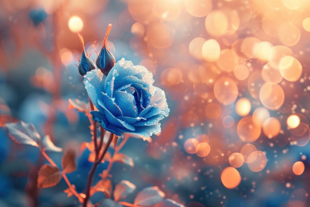 Blue rose shaped pattern bokeh effect background backgrounds blossom flower.