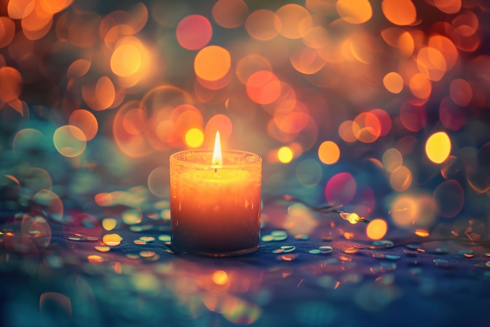 Wedding pattern bokeh effect background candle light spirituality.