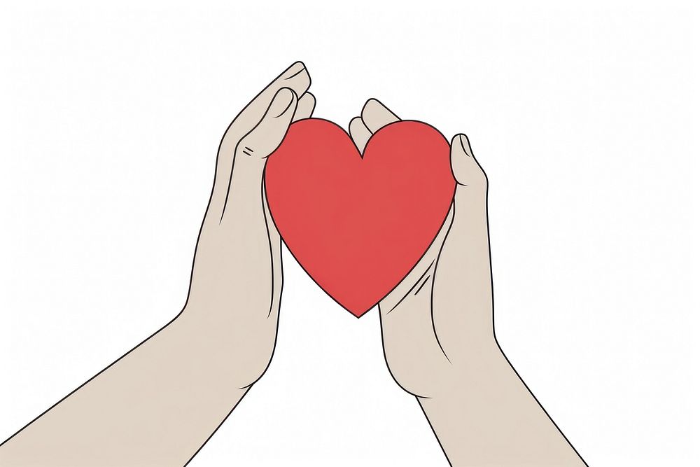 Hand holding heart shape cartoon line creativity. AI generated Image by rawpixel.