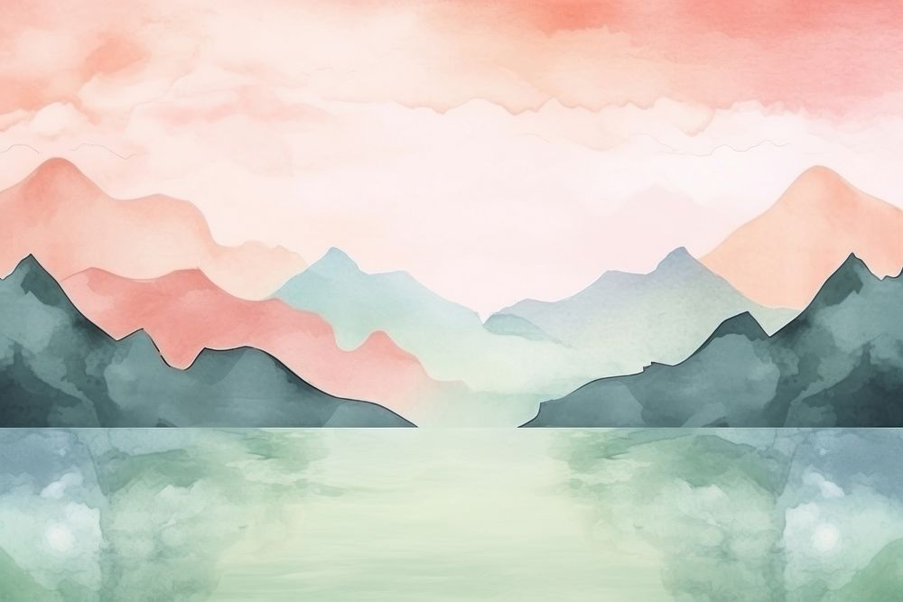 Mountain and lake mountain landscape painting. AI generated Image by rawpixel.