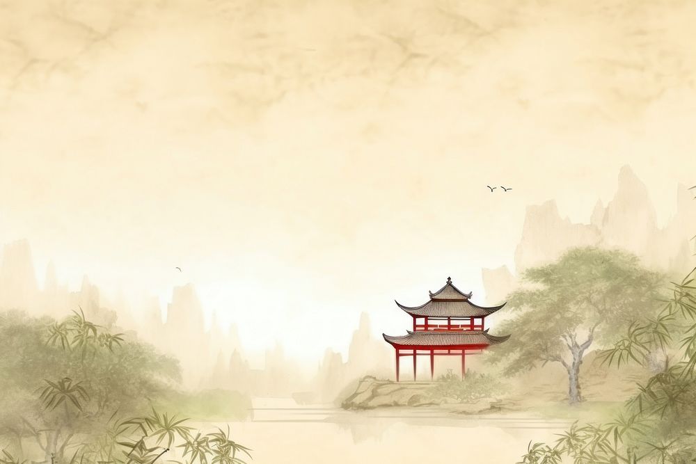 Ancient Chinese house walls and bamboo groves scenery landscape ancient architecture. AI generated Image by rawpixel.