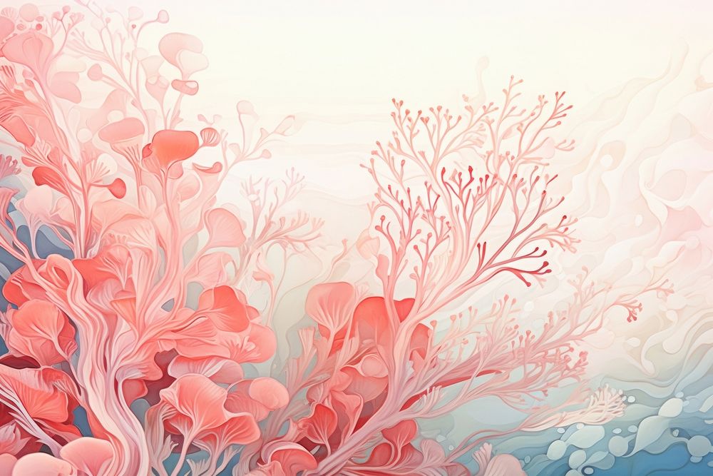 Coral painting pattern plant.