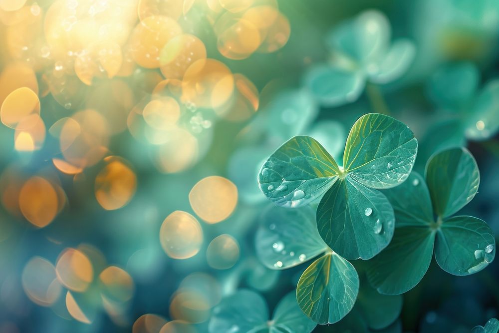 Clover leaf shape pattern bokeh effect background backgrounds outdoors nature.