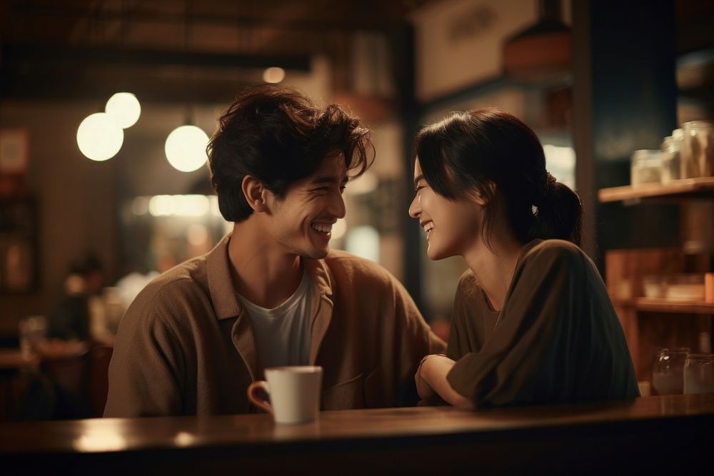 Thai couple coffee adult love. AI generated Image by rawpixel.