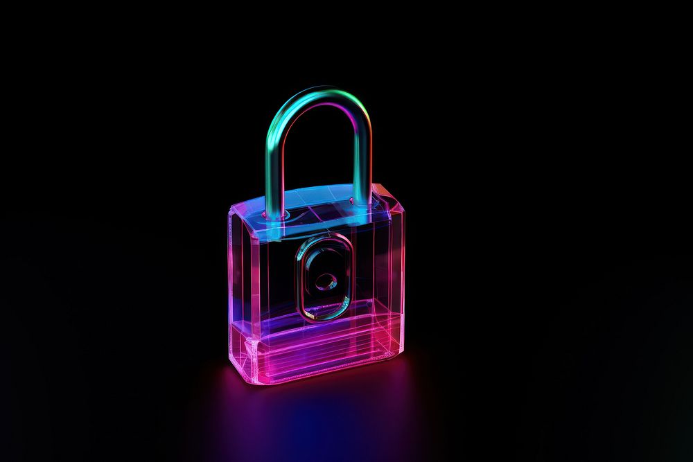 Lock neon icon security illuminated protection. AI generated Image by rawpixel.