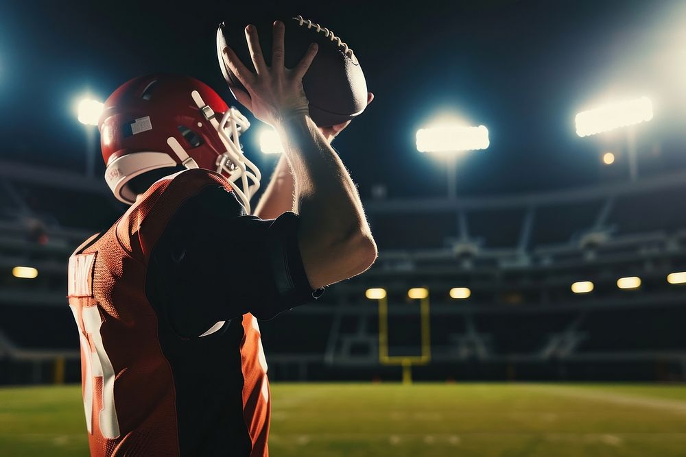 Professional football quarterback stadium helmet sports.