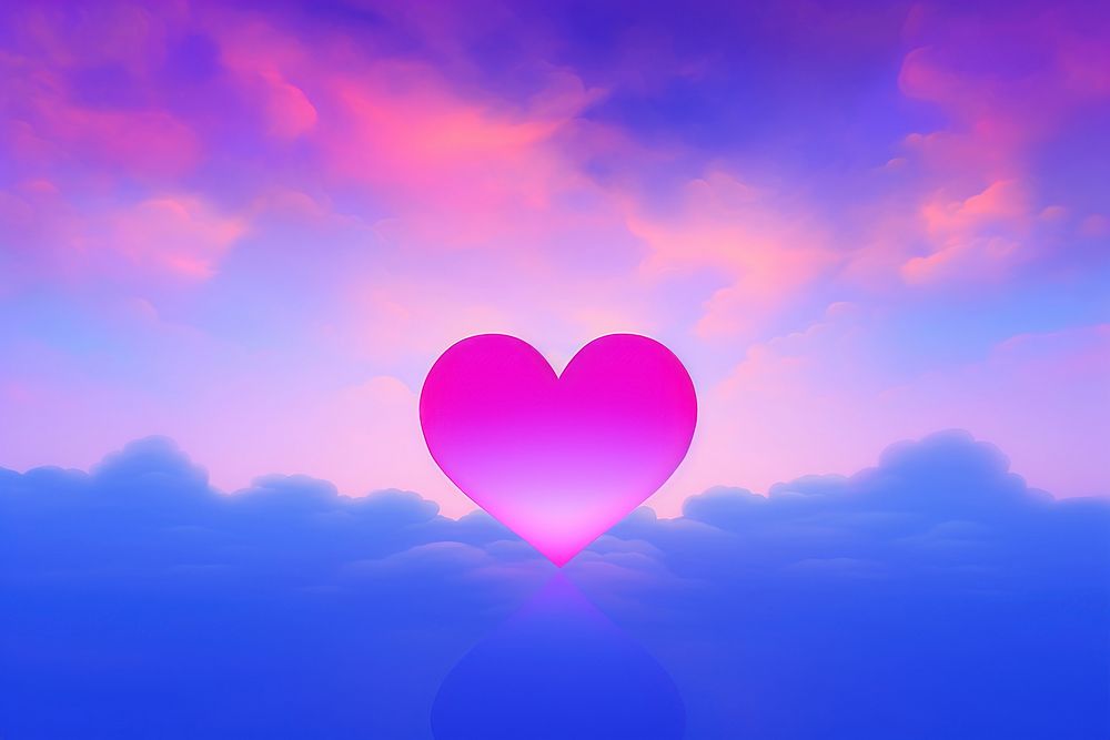  Fantasy evening sky background with heart shaped clouds backgrounds outdoors nature. AI generated Image by rawpixel.