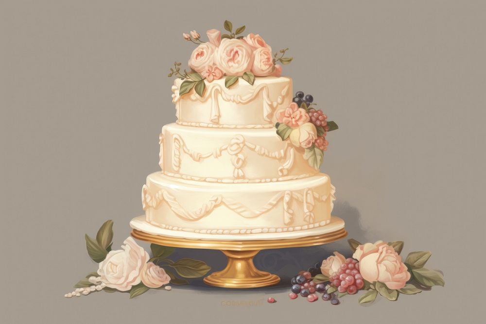 Illustration of cake dessert wedding flower.