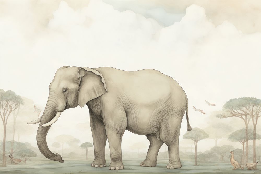 Illustration of animal elephant wildlife drawing mammal.
