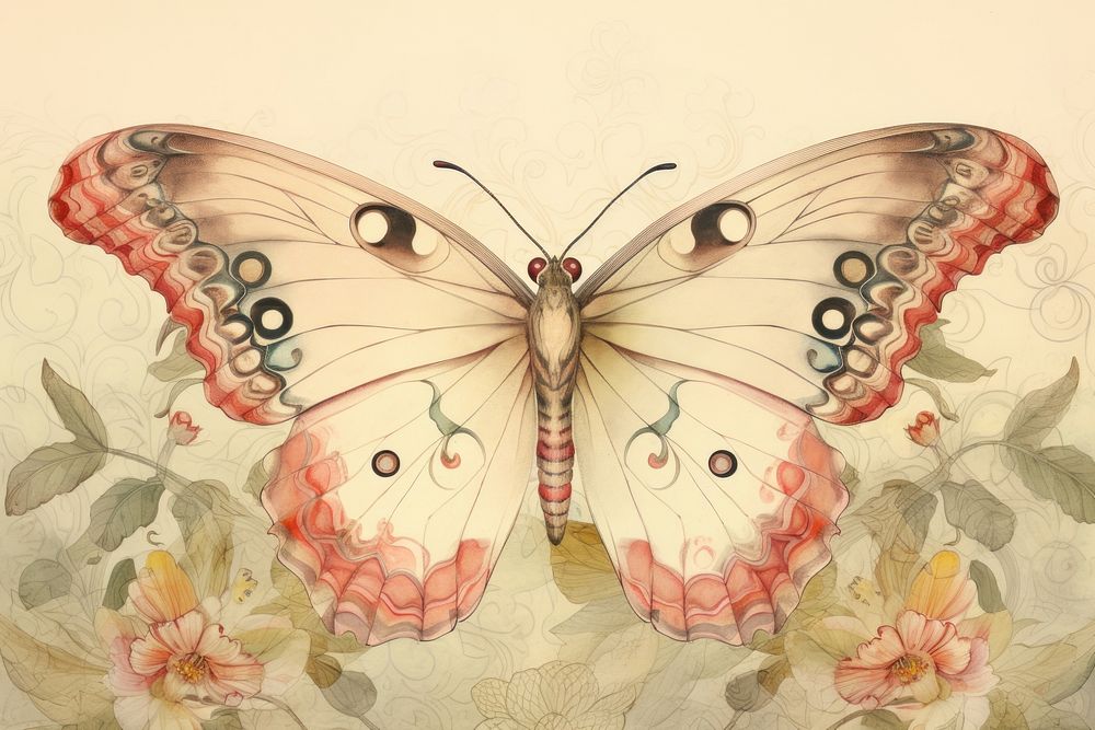 Illustration of butterfly art painting drawing.