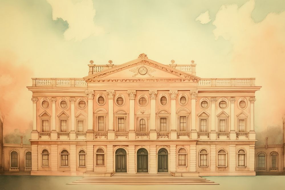 Illustration of building architecture landmark mansion.