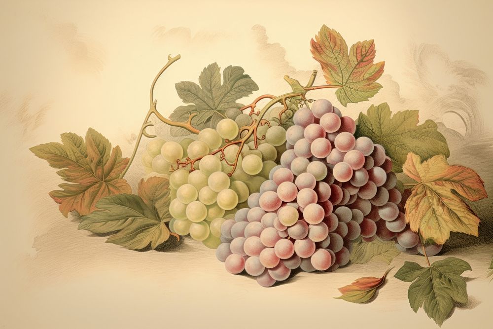Illustration of fruit painting art grapes.