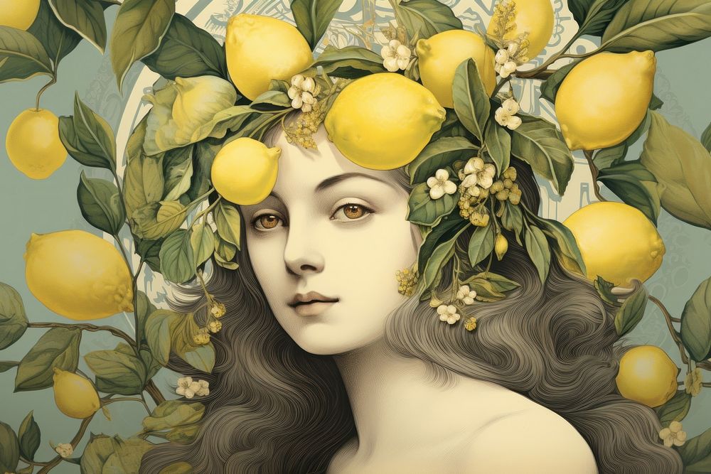 Illustration of lemon painting art grapefruit.