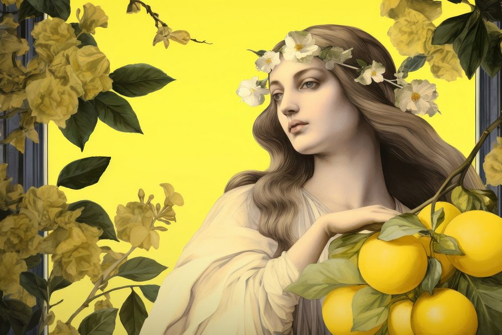 Illustration of lemon painting portrait plant.