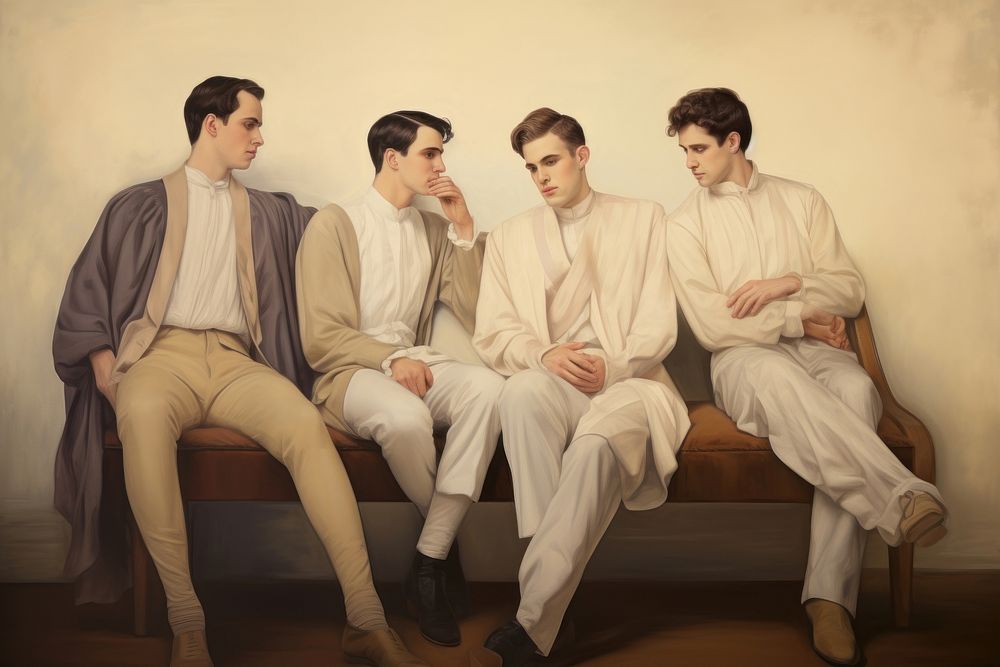 Illustration of men painting sitting adult.