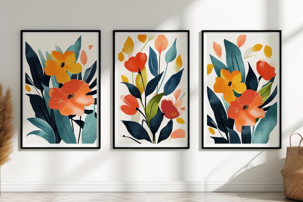 Set of abstract Flower Market posters art painting flower.
