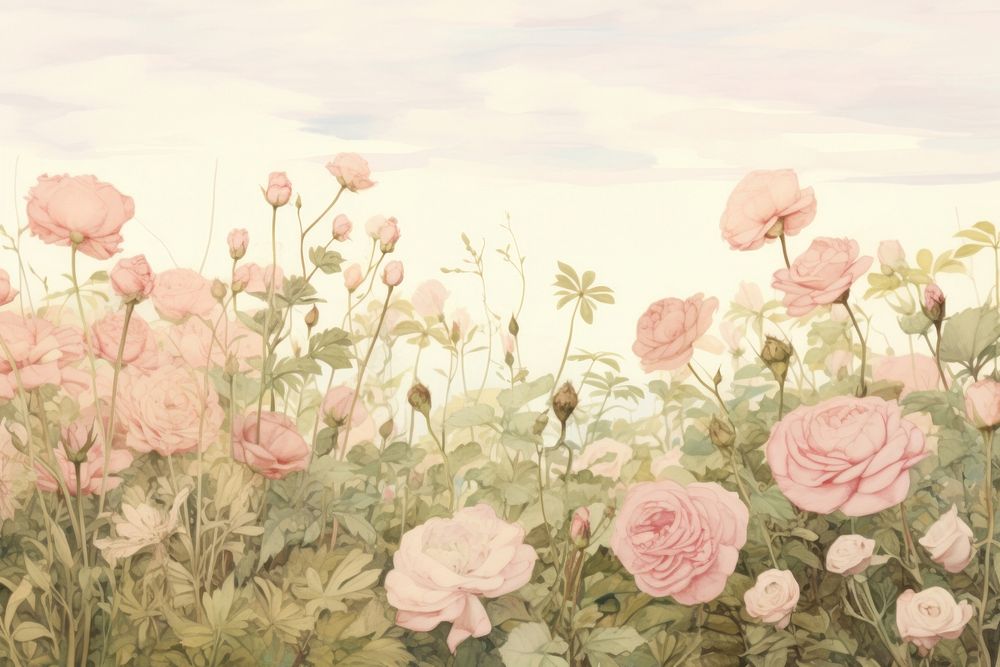 Illustration of rose garden backgrounds painting blossom.