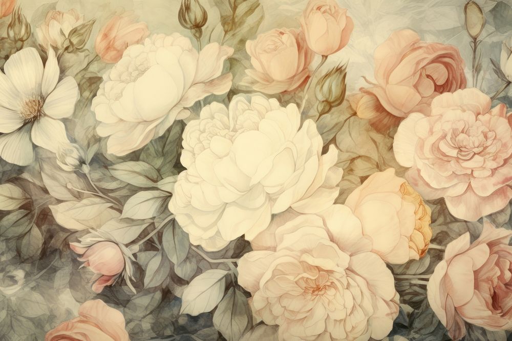 Illustration of rose garden painting art backgrounds.
