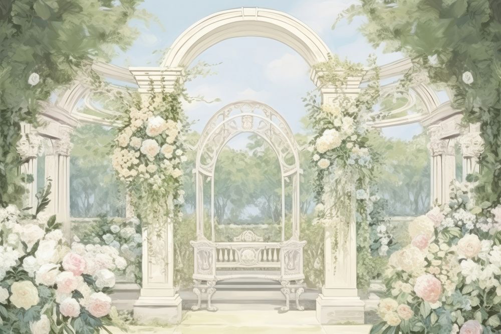 Illustration of wedding garden architecture outdoors flower.