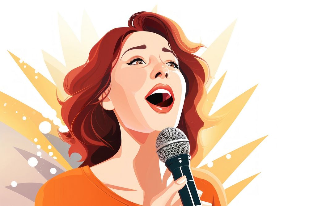 Women Person singing microphone karaoke person.