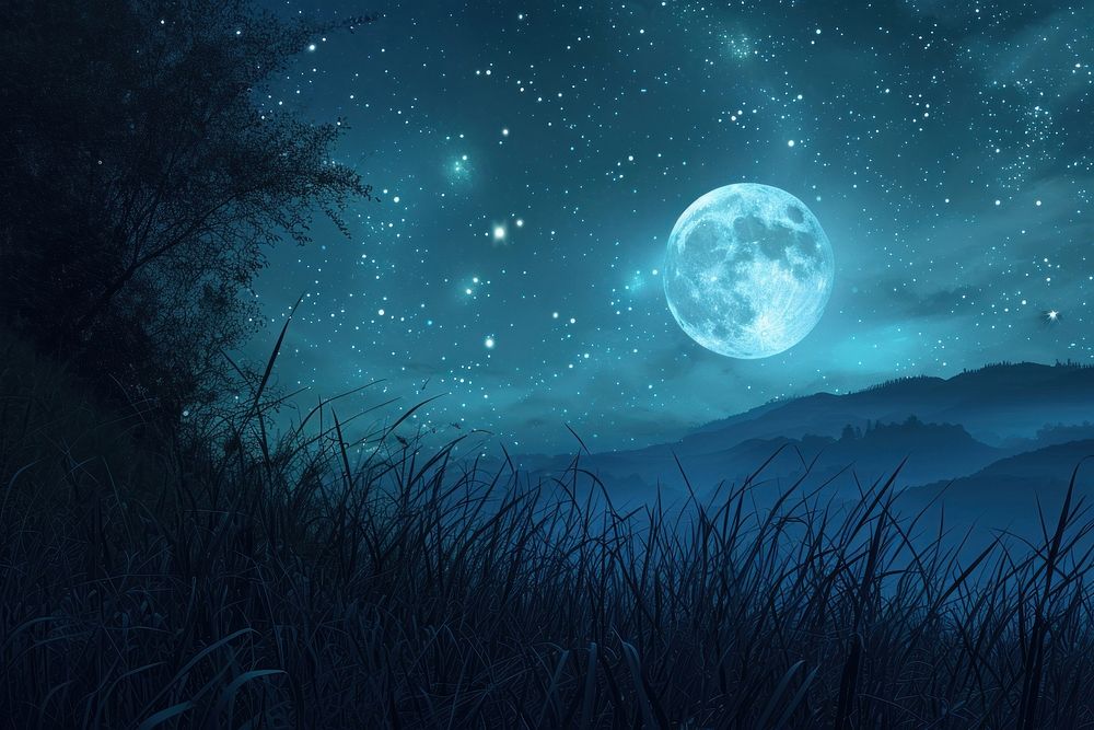 Moon night landscape astronomy.