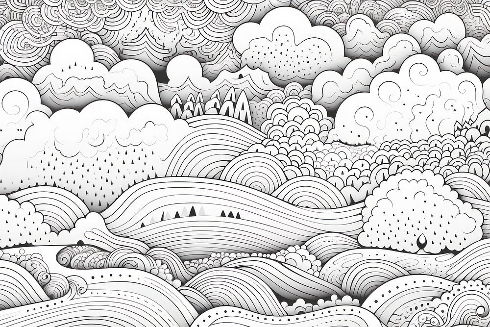 Drawing doodle backgrounds landscape. AI generated Image by rawpixel.