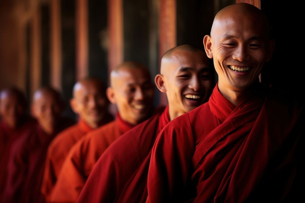 Novices smiling temple adult. AI generated Image by rawpixel.