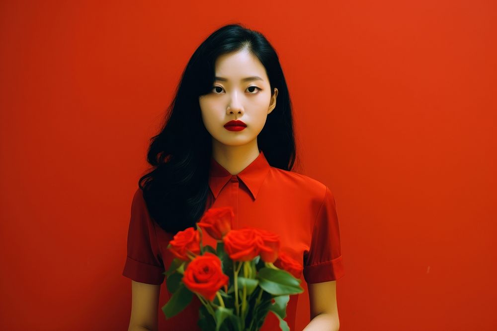 Vietnam girl photography portrait flower. AI generated Image by rawpixel.