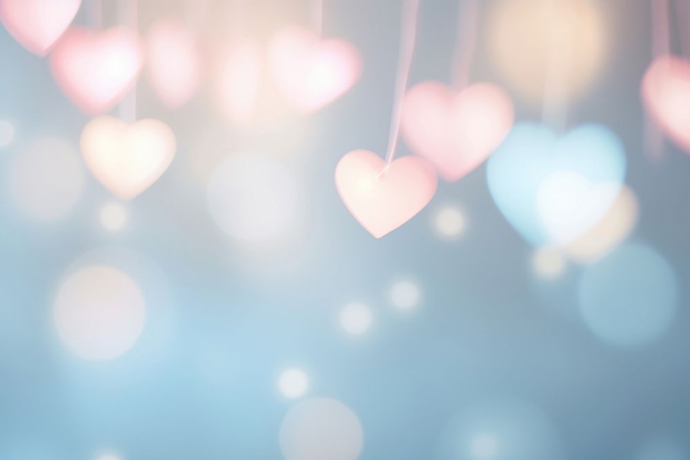  Bokeh hearts backgrounds light night. AI generated Image by rawpixel.