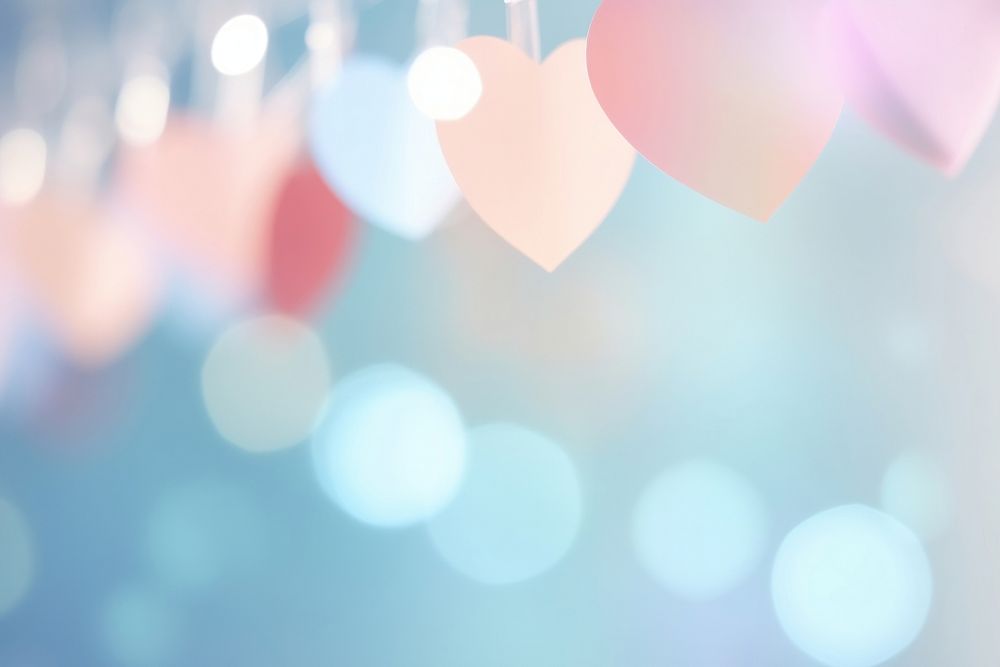  Bokeh hearts backgrounds light blue. AI generated Image by rawpixel.