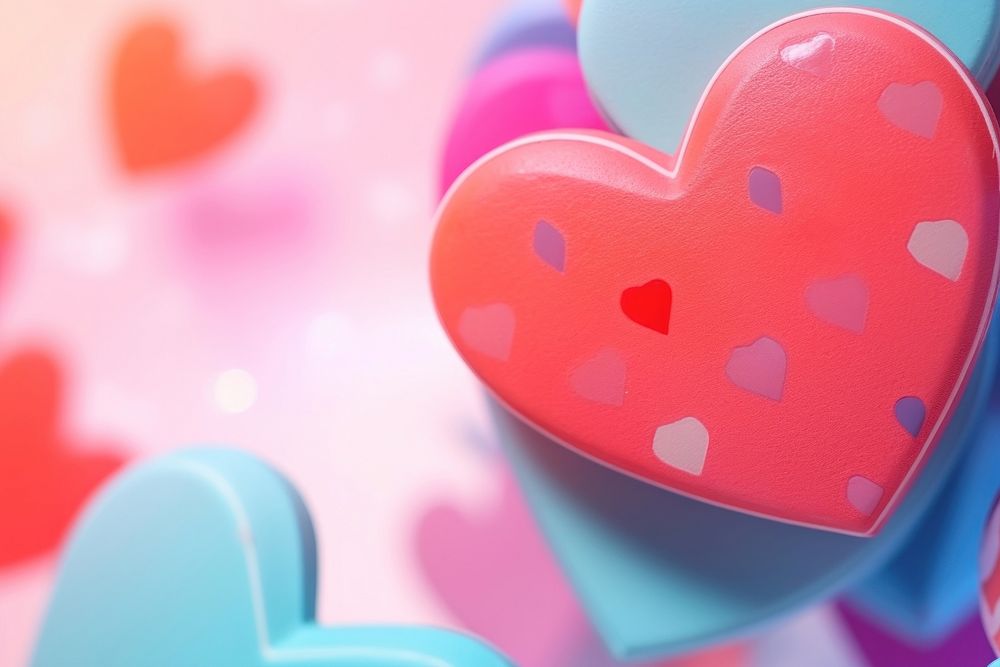  Bokeh hearts backgrounds pink blue. AI generated Image by rawpixel.