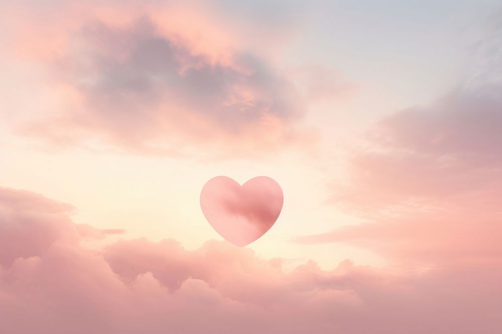  Heart shaped on sky sunset cloud pink. AI generated Image by rawpixel.