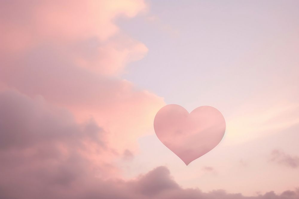  Heart shaped on sky sunset cloud pink. AI generated Image by rawpixel.