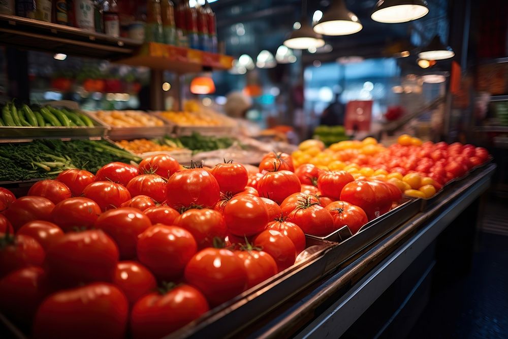 Tomato market food arrangement.