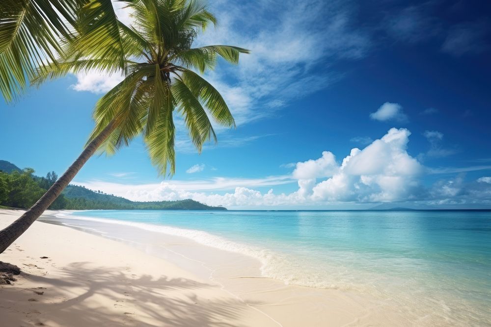 Tropical beach landscape outdoors tropical. AI generated Image by rawpixel.