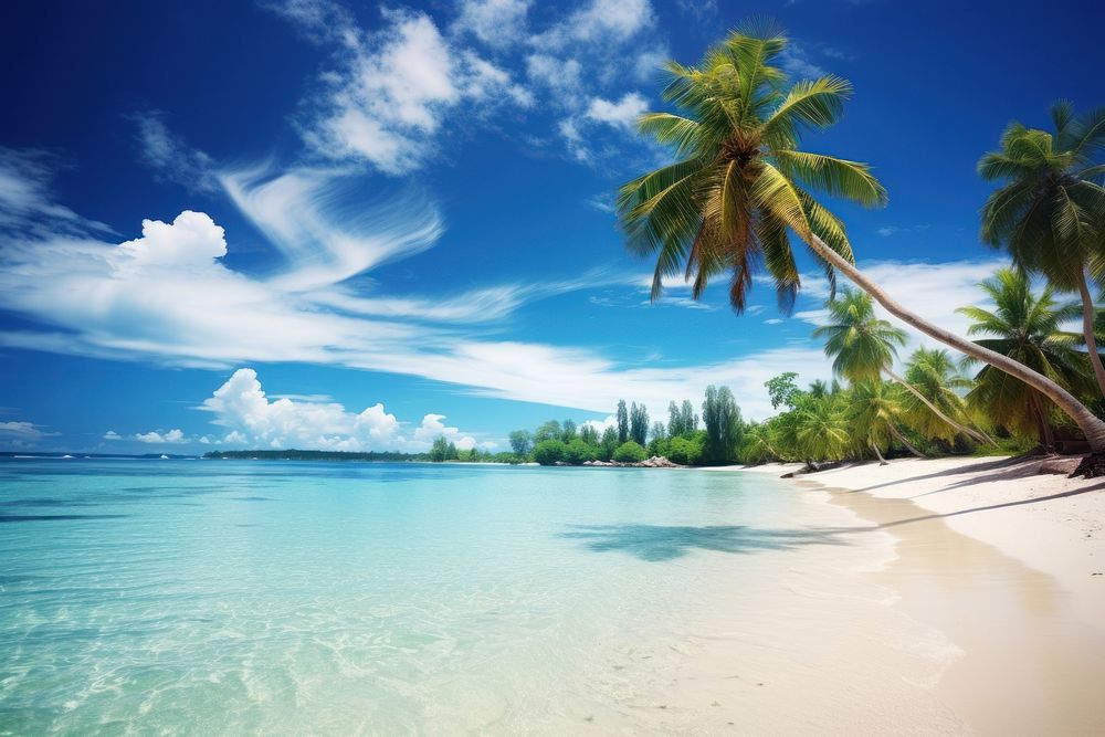 Tropical beach summer sky landscape. AI generated Image by rawpixel.