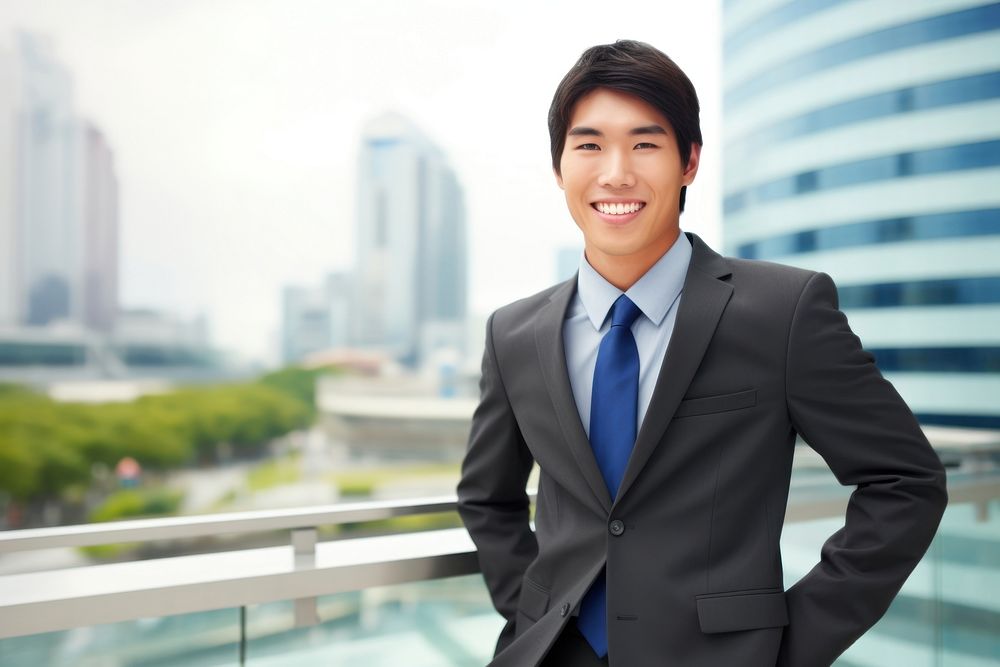 Young handsome Hong Konger entrepreneur blazer adult smile. AI generated Image by rawpixel.
