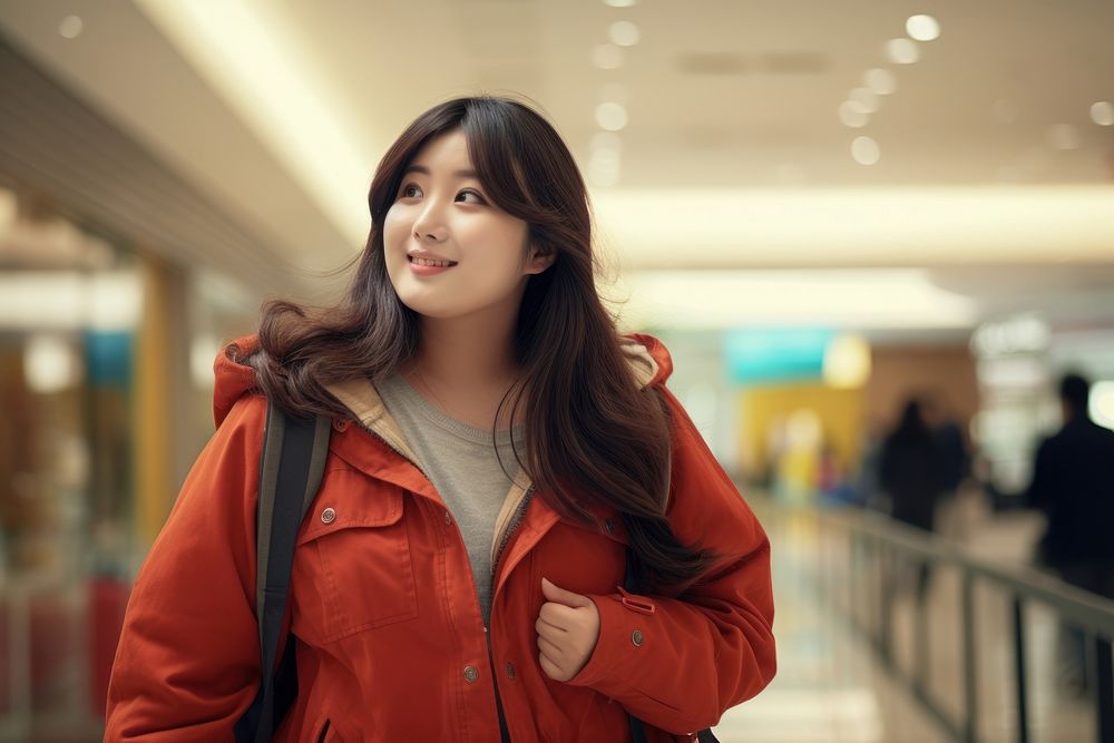 Korean chubby female portrait shopping jacket. AI generated Image by rawpixel.