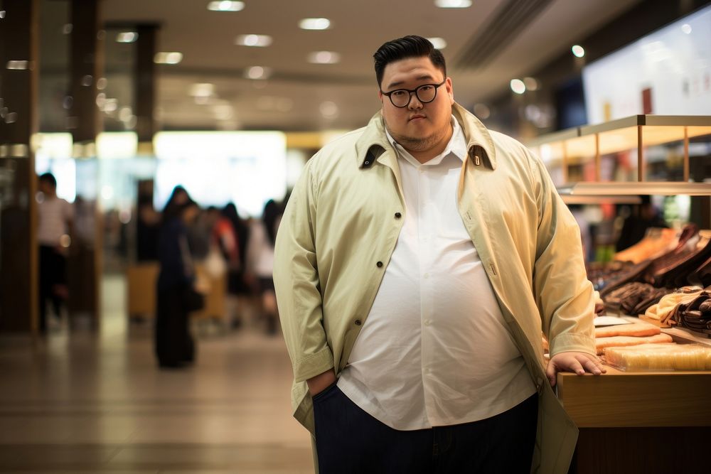 Korean chubby male shopping portrait glasses. AI generated Image by rawpixel.