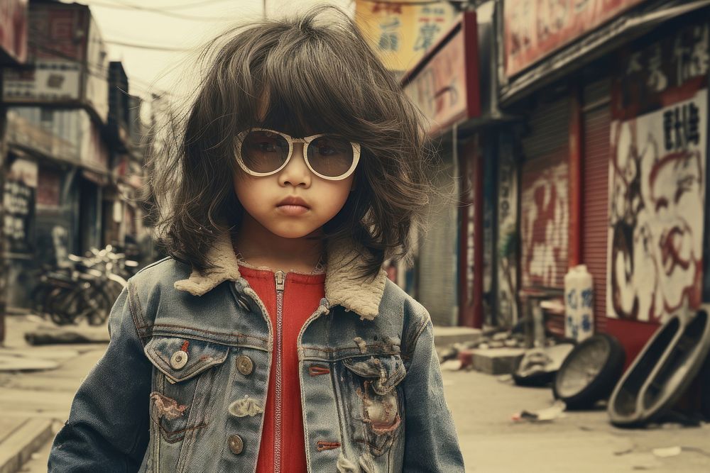 Korean female street child sunglasses. AI generated Image by rawpixel.