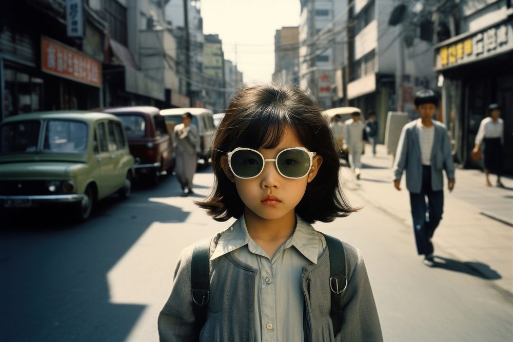 Korean female child street sunglasses portrait. AI generated Image by rawpixel.
